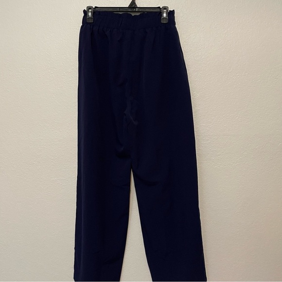 NiMin navy wide leg pull on high waisted pants size L business casual feminine - Picture 12 of 12